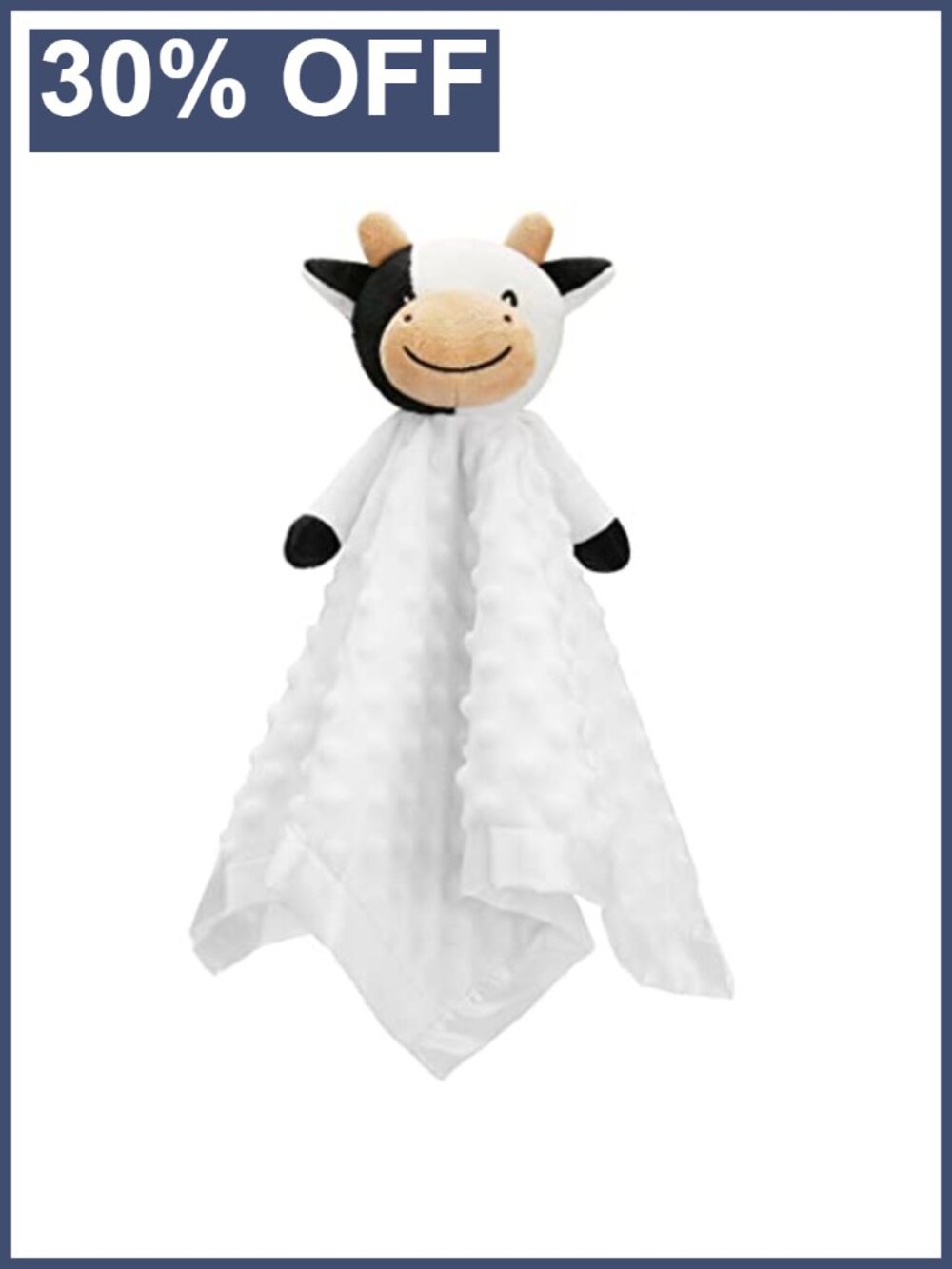 Cow Security Blanket Soft Minky Satin Baby Lovey Snuggle Toy